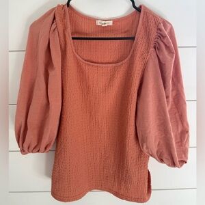 Puff Sleeve Blouse in Coral
